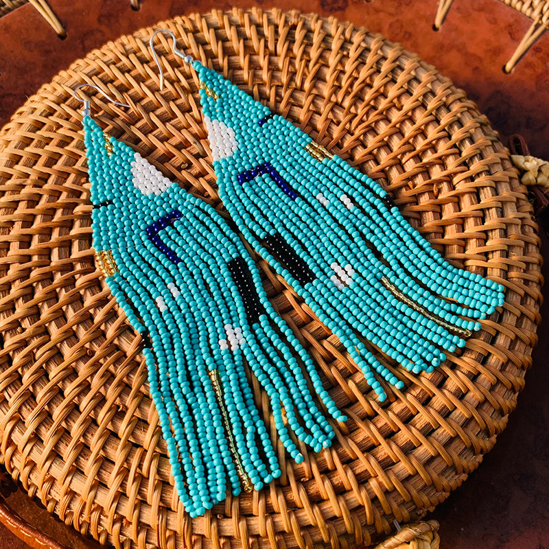 Long Tassel Seed Bead Earrings