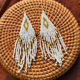 Long Tassel Seed Bead Earrings