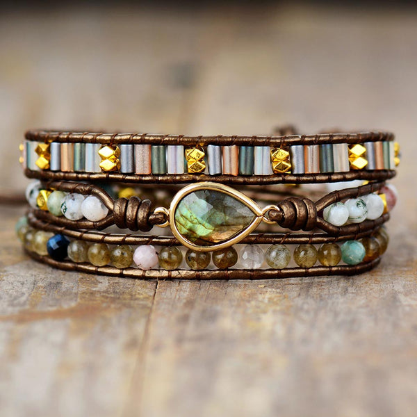 Balancing Moonstone 3 Wrap Bracelet