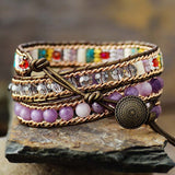 Romantic Amethyst Heart 3 Wrap Bracelet