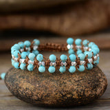 Turquoise + Rhondonite Friendship Bracelet