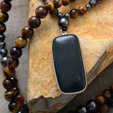 Grounding Hematite + Tiger's Eye Pendant Bead Necklace