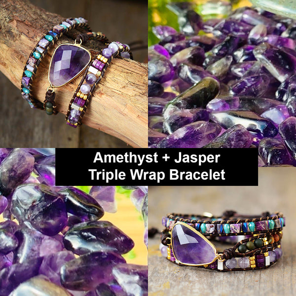 Calming Amethyst with Jasper 3 Wrap Bracelet