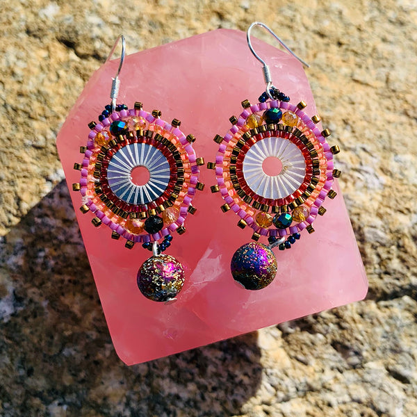 Mandala Drop Seed Bead Earrings