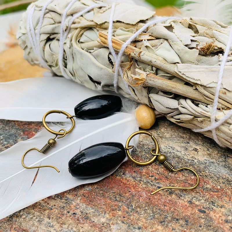 Steam Punk Stone Dangle Earrings