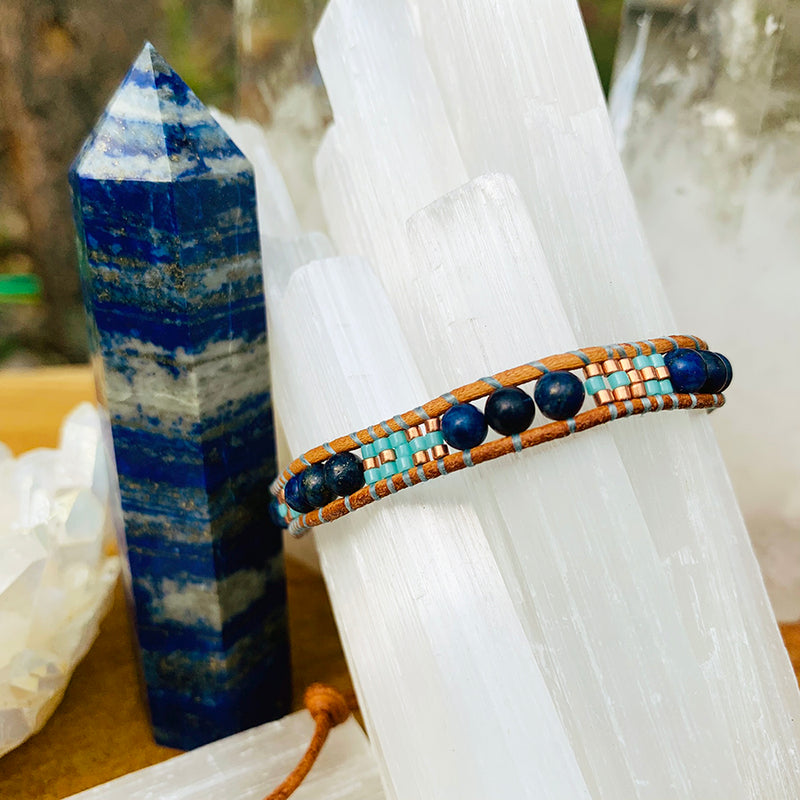 Lapis Lazuli Weave Friendship Bracelet