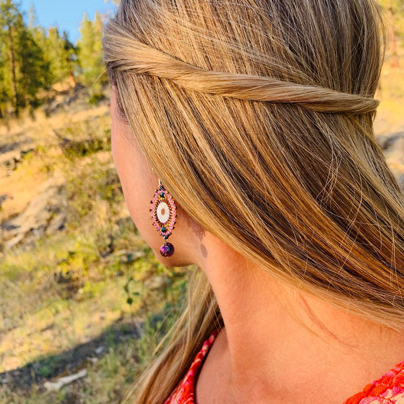 Mandala Drop Seed Bead Earrings