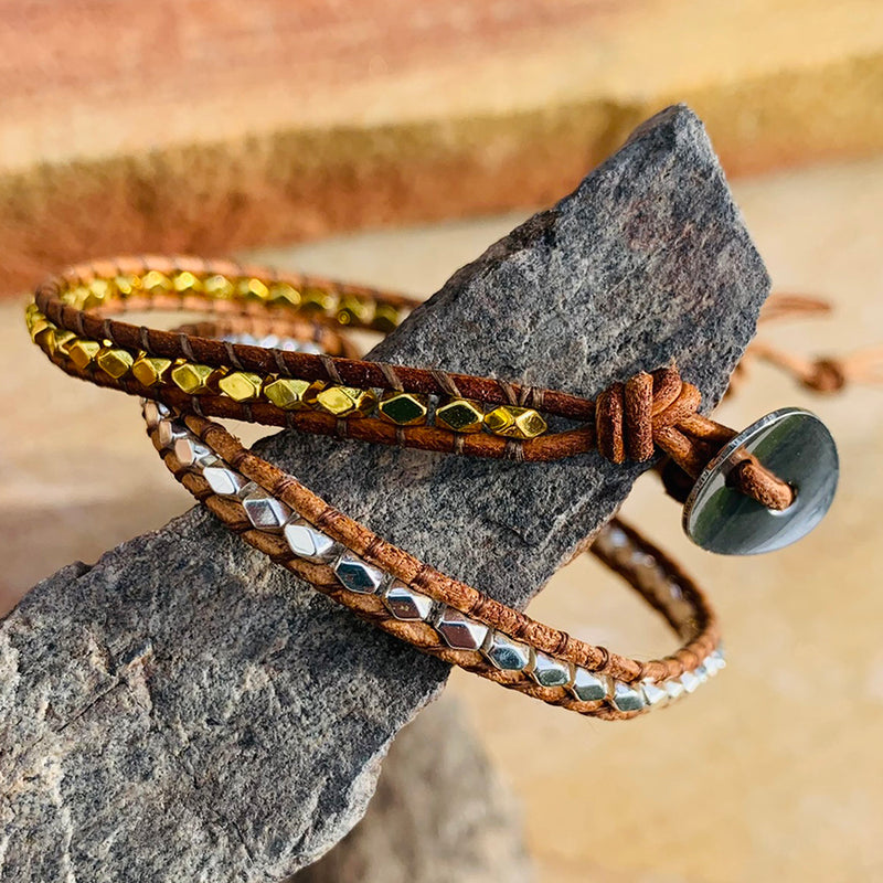 Bohemian Leather Beaded Friendship Bracelets