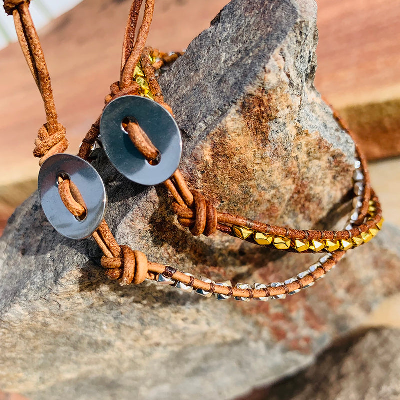 Bohemian Leather Beaded Friendship Bracelets