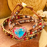 Jasper Heart Stability 3 Wrap Bracelet