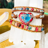 Jasper Heart Stability 3 Wrap Bracelet