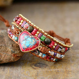 Jasper Heart Stability 3 Wrap Bracelet