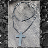 Grounding Hematite Stone Cross Necklace