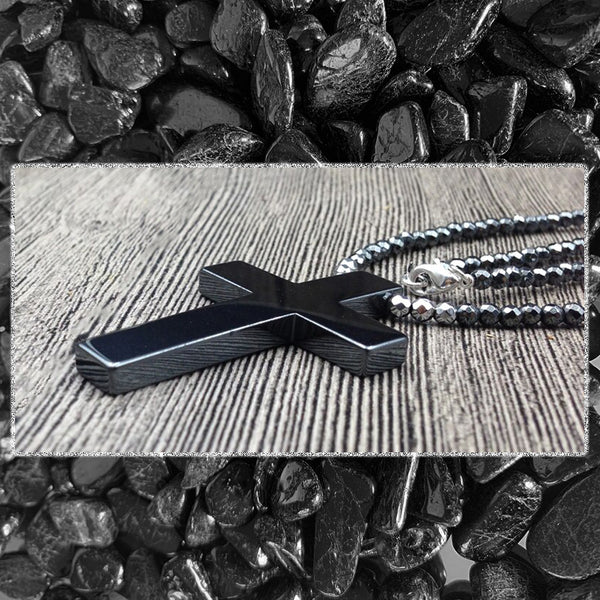 Grounding Hematite Stone Cross Necklace