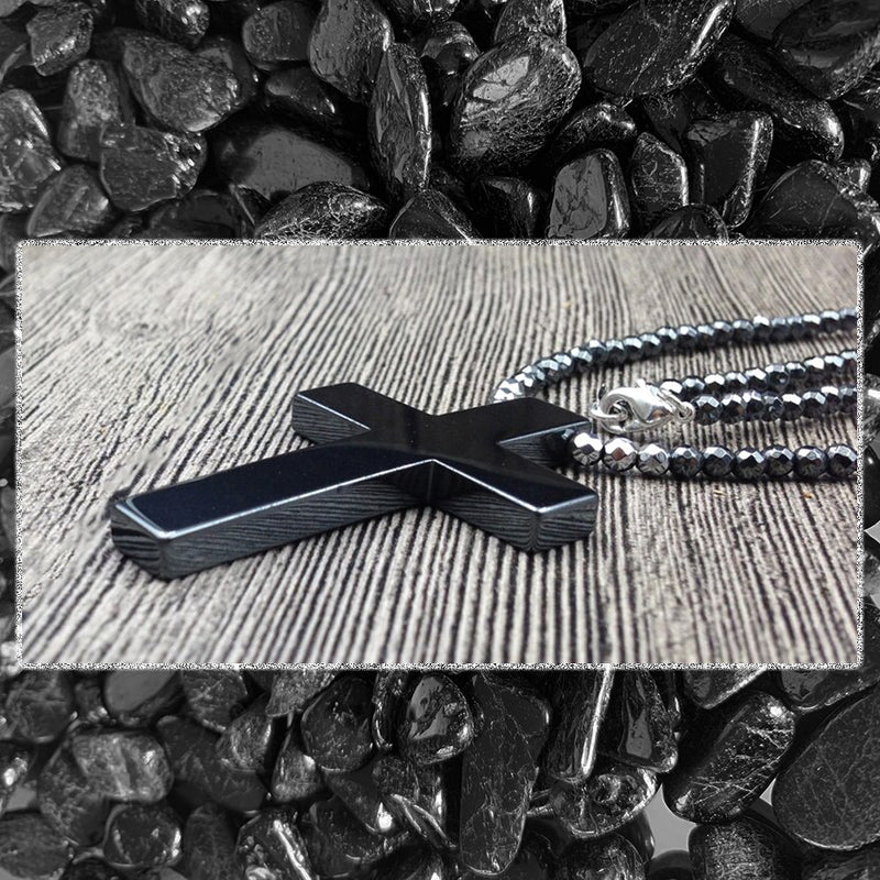 Grounding Hematite Stone Cross Necklace