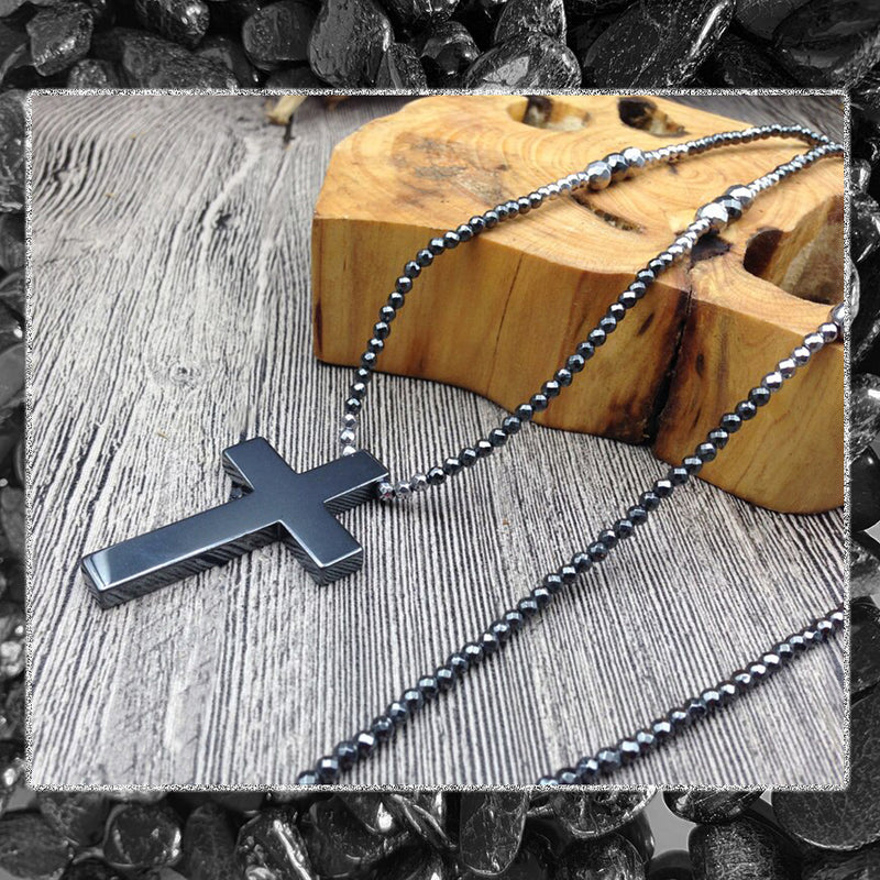 Grounding Hematite Stone Cross Necklace