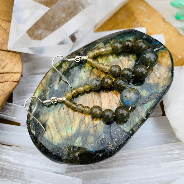 Labradorite Teardrop Dangle Earrings