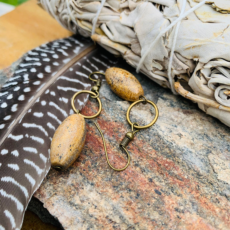 Steam Punk Stone Dangle Earrings