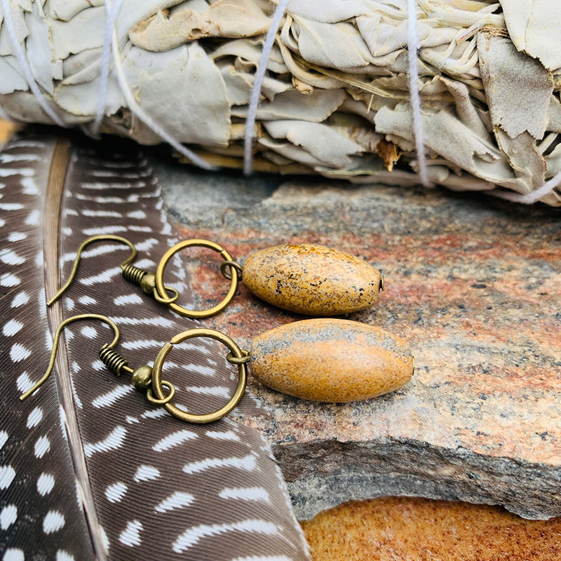 Steam Punk Stone Dangle Earrings