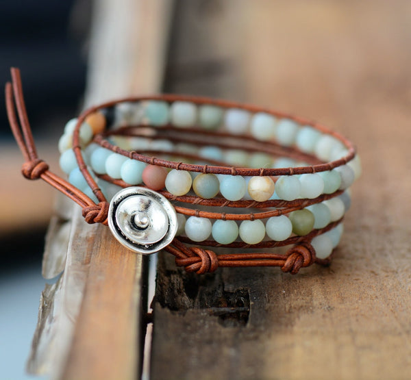 Grounding Amazonite 3 Wrap Bracelet