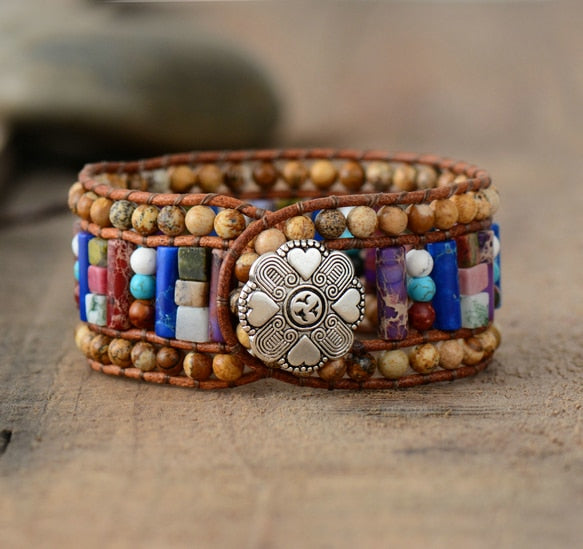 Bohemian Harmonious Jasper Cuff Bracelet