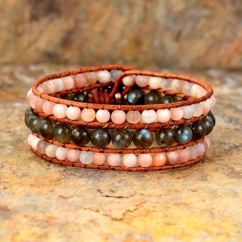 Bohemian Sunstone Energy Cuff Bracelet