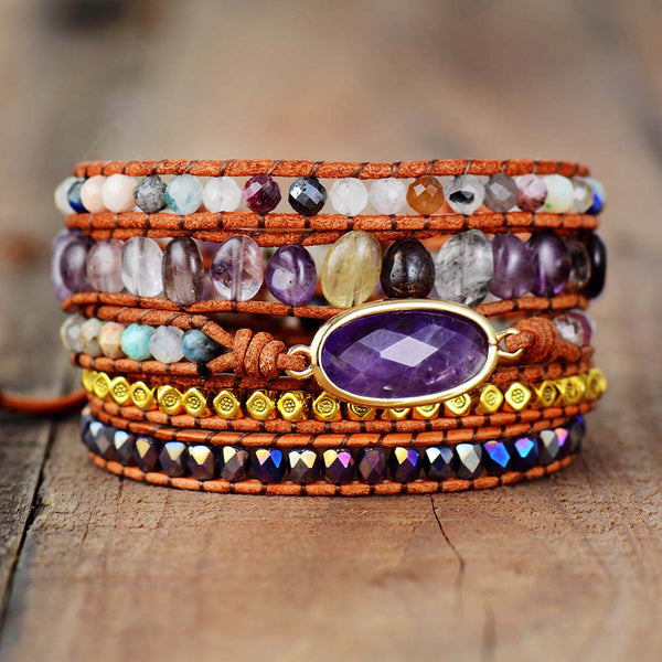 Serene Amethyst 5 Wrap Bracelet