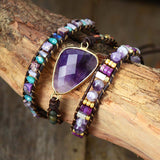 Calming Amethyst with Jasper 3 Wrap Bracelet