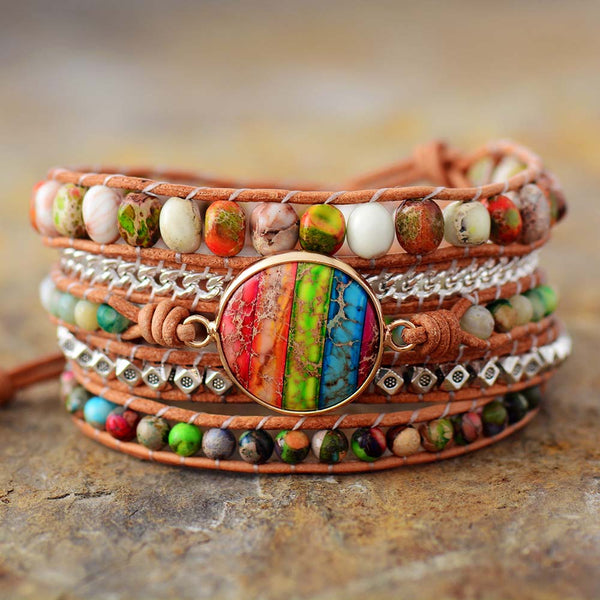 Jasper Chakra Alignment 5 Wrap Bracelet