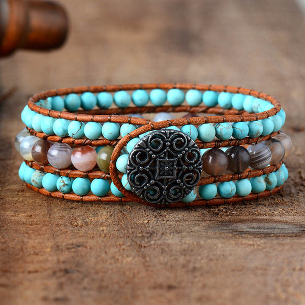 Bohemian Botswana Agate Courage Cuff Bracelet