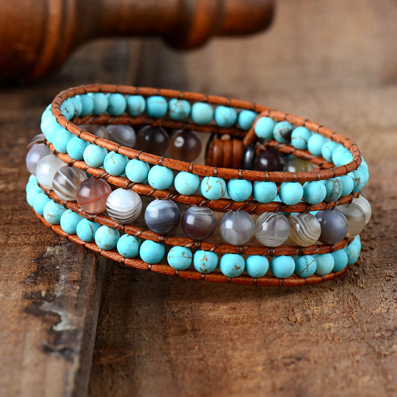 Bohemian Botswana Agate Courage Cuff Bracelet