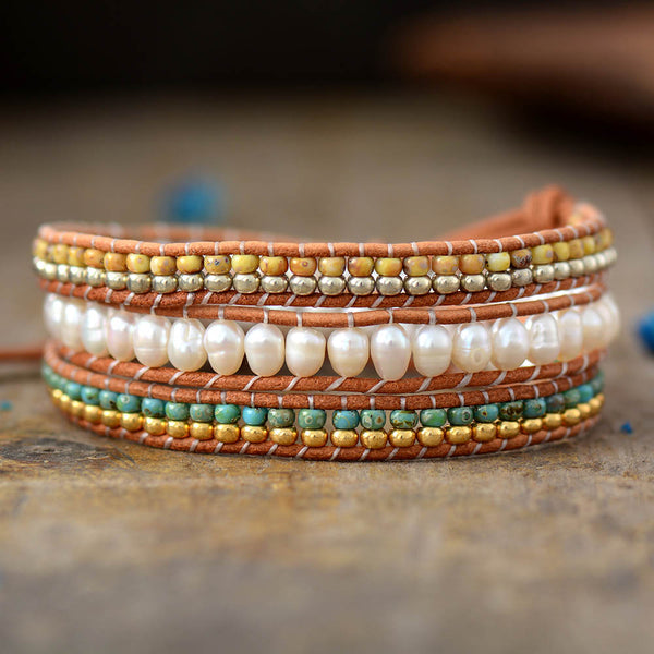 Calming Pearl 3 Wrap Bracelet