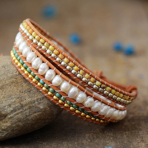 Calming Pearl 3 Wrap Bracelet