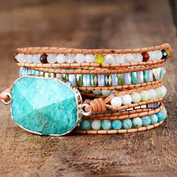 Relaxation Amazonite 5 Wrap Bracelet