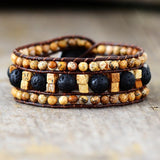 Bohemian Lava Stone of Strength Cuff Bracelet