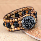 Bohemian Lava Stone of Strength Cuff Bracelet