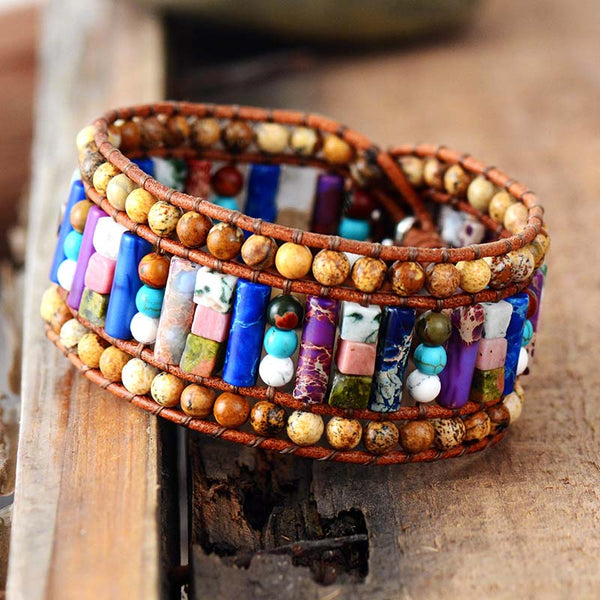 Bohemian Harmonious Jasper Cuff Bracelet