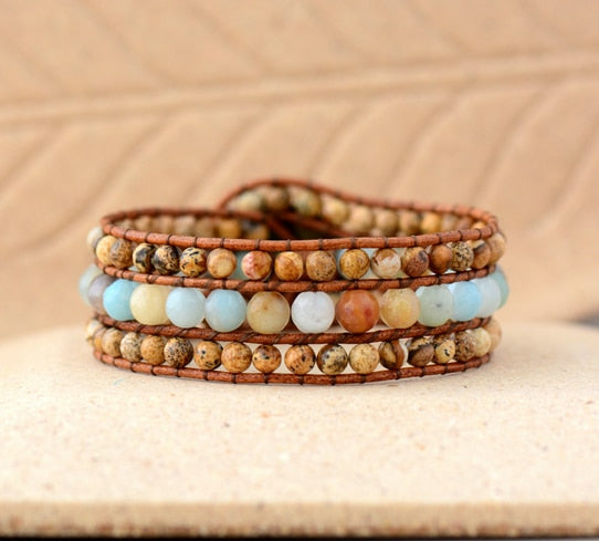 Bohemian Amazonite Calming Earth Cuff Bracelet