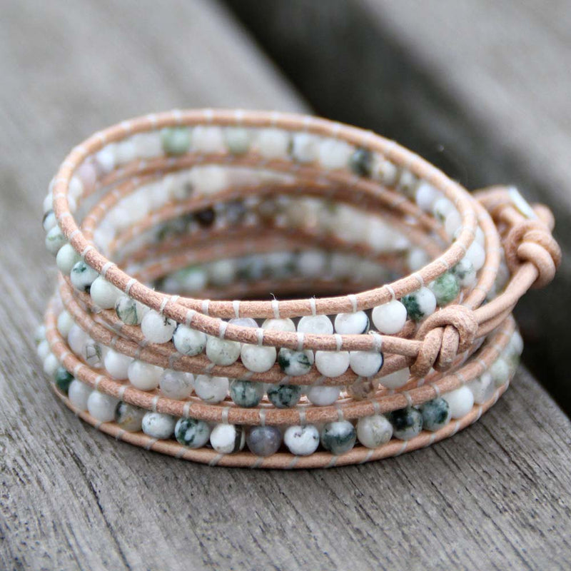 Moss Agate Abundance 5 Wrap Bracelet