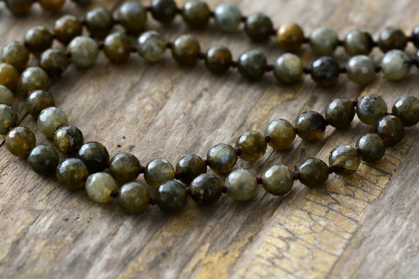 Labradorite 108 Bead Mala Tassel Necklace