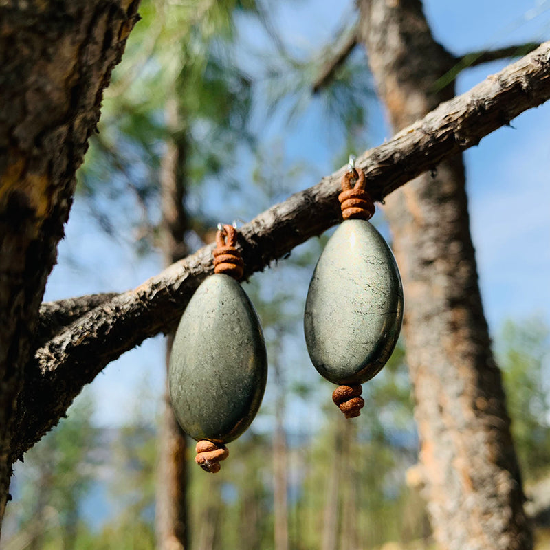 Bohemian Teardrop Pyrite Earrings