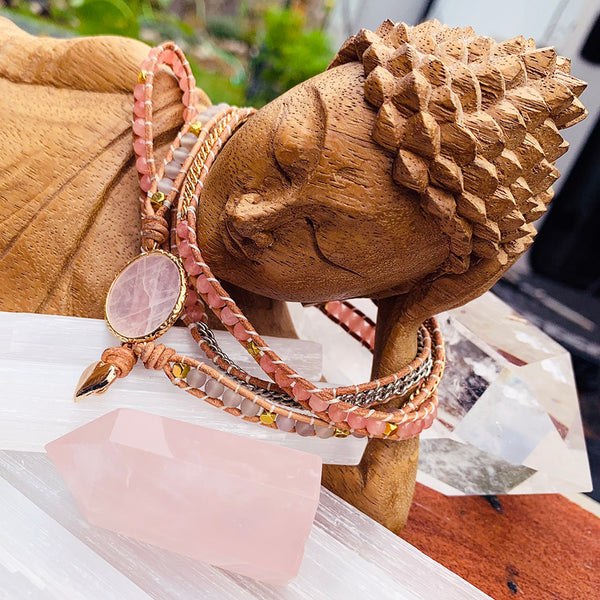 Loving Rose Quartz 5 Wrap Bracelet