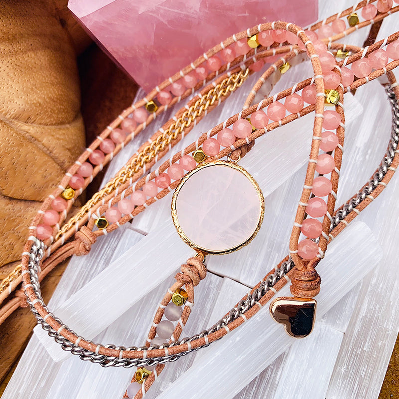 Loving Rose Quartz 5 Wrap Bracelet