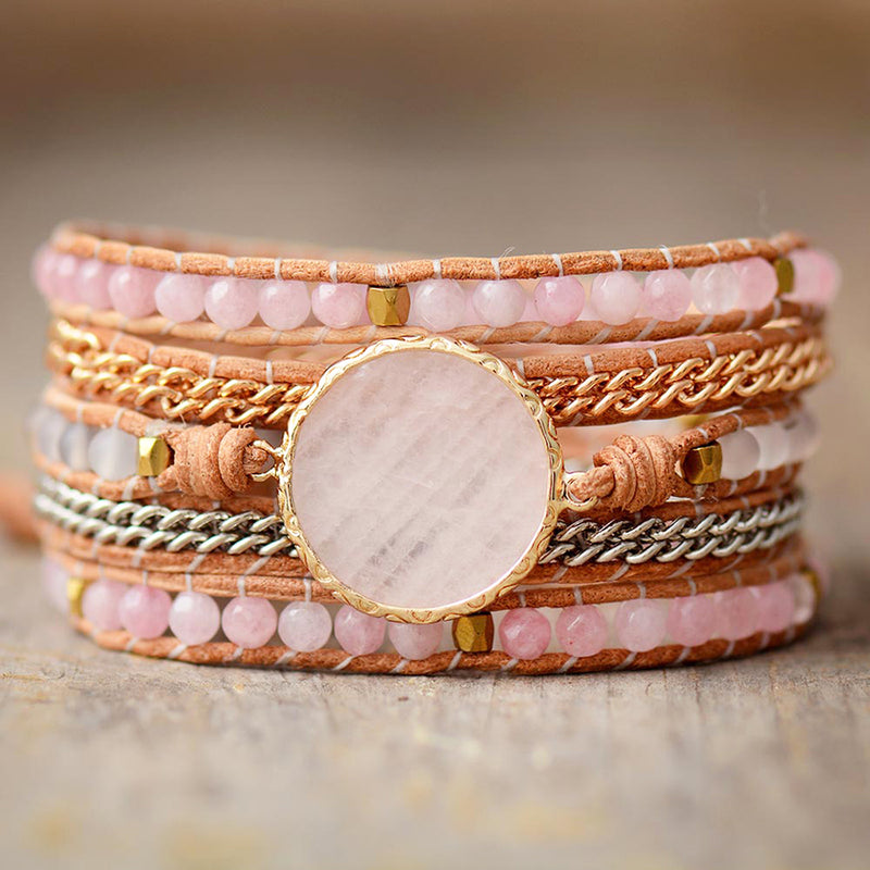 Loving Rose Quartz 5 Wrap Bracelet