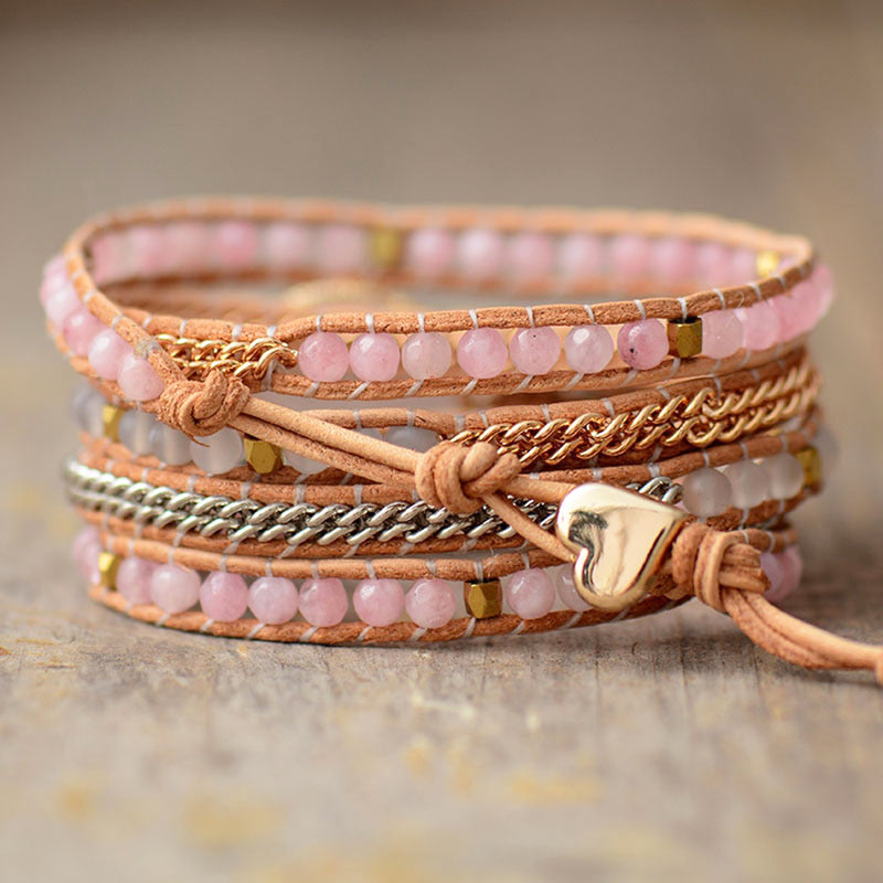 Loving Rose Quartz 5 Wrap Bracelet