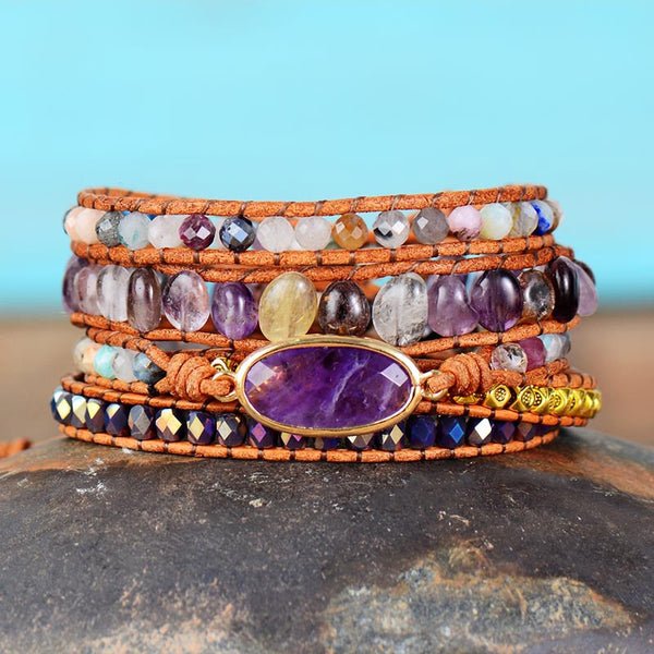 Serene Amethyst 5 Wrap Bracelet