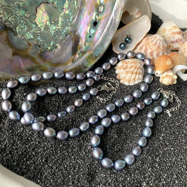 Midnight Freshwater Pearls - Necklace, Bracelet, Earring Set