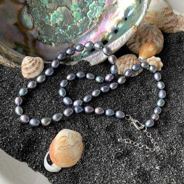 Midnight Freshwater Pearls - Necklace, Bracelet, Earring Set