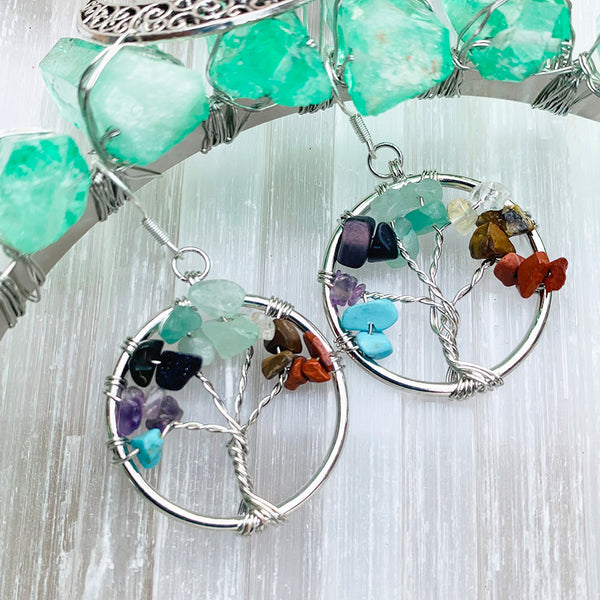 Tree Of Life Chakra Drop Earrings