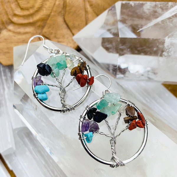 Tree Of Life Chakra Drop Earrings